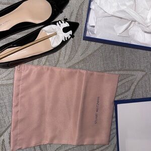 Stuart Weitzman Black Gabby Bow Pointed Flat